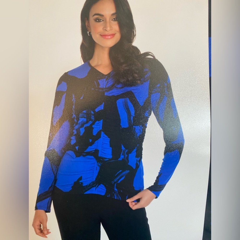 Frank Lyman Black/Sapphire Long Sleeve Top